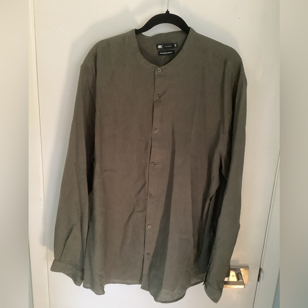 Simons Olive Green 100% Linen Shirt